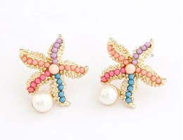 Starfish Pearl Stud Earrings